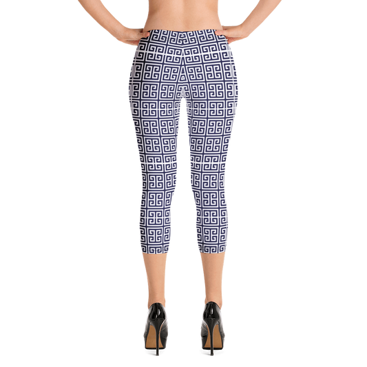 square pattern capri leggings