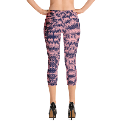 Women's leggings, Women's square pattern capri leggings