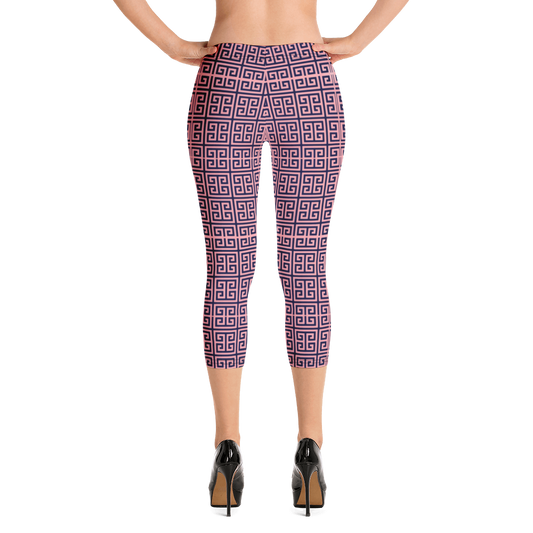 Women's leggings, Women's square pattern capri leggings