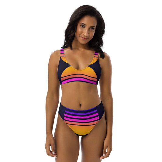 Cyber Sunset high-waisted bikini